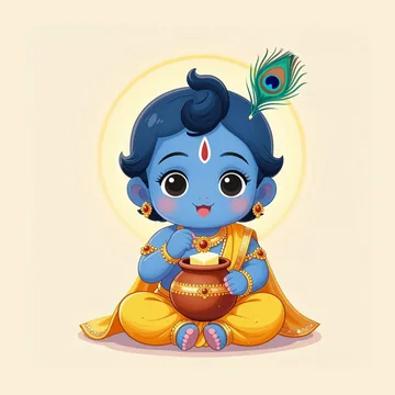 Cute illustration of Bal Krishna