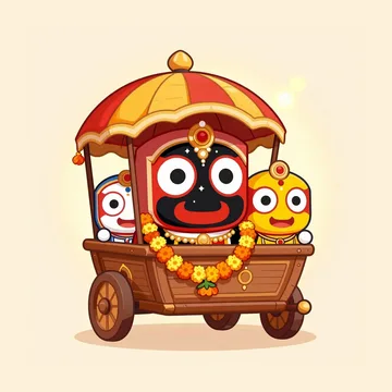 Cute illustration of Lord Jagannath, Balabhadra and Subhadra