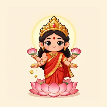 Cute illustration of Goddess Lakshmi