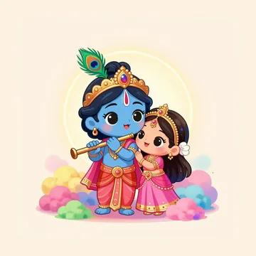 Cute illustration of Radha and Krishna
